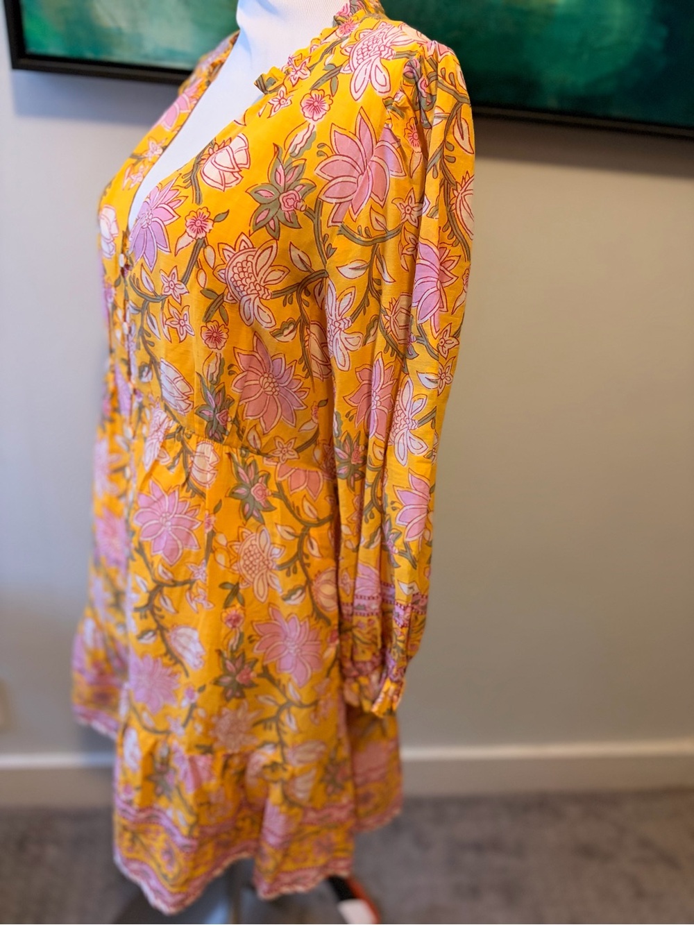 Velvet by Graham & Spencer Yellow Pink Floral Dress - Picture 5 of 7